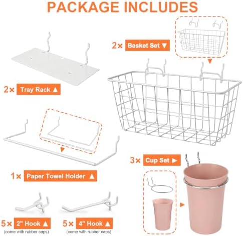 Pegboard Organizer Accessories 18 Pack, Peg Board Hooks Assortment (Pink) - Image 2
