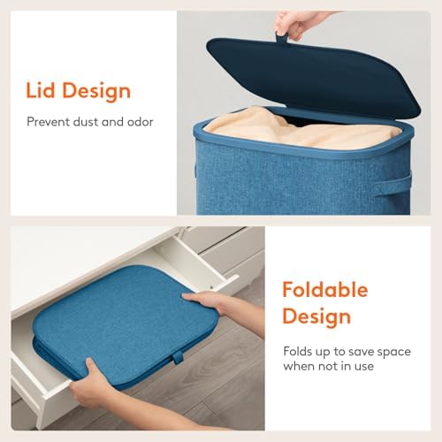 Lifewit 105L Large Laundry Hamper with Lid, Removable Inner Bag, Dark Blue - Image 6