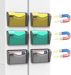 samstar 6 Pack Magnetic File Holder, Mesh Wall File Organizer File Pocket Mail Organizer Paper Folder Holder for Office/Home, No Drilling(Magnetic) by Samstar