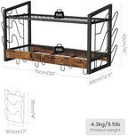CHOEZON Hanging Pot Rack, Pot Rack Wall Mounted, 2-Tier Kitchen Pot and Lid Organizer, Wall-Mounted Pot Rack with 12 Hooks, for Kitchen Storage of Pots, Pans, Utensils, Rustic Brown TPR02BF - Image 2