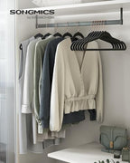 SONGMICS Velvet Hangers 50 Pack, Non-Slip with Rose Gold-Colored Swivel Hooks, Slim Space-Saving for Closet, Heavy-Duty, Black UCRF026B50 - Image 2
