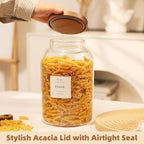 2 Pack Large Glass Flour and Sugar Storage Containers with Airtight Acacia Wood Lids and 132 Kitchen Pantey Labels Preprint - 1 Gallon Borosilicate Glass Canister Sets for Food,Pasta,Cookie,Rice - Image 5