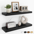 Dreamland 24Inch Floating Shelves for Wall, Rustic Wooden Black Floating Shelves for Bathroom|Bedroom|Kitchen, Deep Wall Mounted Book Shelf, Wood Storage Display Shelf for Home Decor, Set of 2 by Dreamland