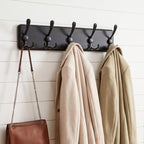 WEBI Coat Rack Wall Mount,Coat Hooks Wall Mounted Rustic,16" Hole to Hole,Large Coat Hanger Wall,Wood Hook Rack,5 Triple Hooks for Hanging Coats,Jacket,Clothes,Farmhouse,Black - Image 2