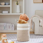 VIPOSCO 58L Tall Woven Laundry Basket Hamper, Brown White - Image 2