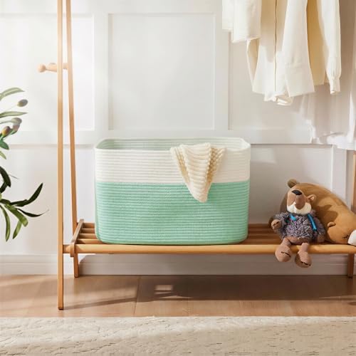 Artfeel Blanket Basket,Rectangle Woven Baskets for Storage,100L Laundry Basket for Decorative Nursery Blanket,Toys,Dirty Clothes and Magazine in Shelves,Baby Room,and Living Room - Image 4