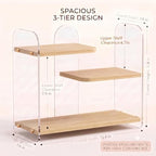 3-Tier Acrylic & Wood Bathroom Vanity Countertop Organizer Shelf - Image 2