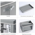 Homsorout Decorative Bins with Lids - Stackable Cube Bins for Closet, 3 Pack Clear Windows Fabric Organizer Bins, Home Organizers and Storage for Clothes, CD, Towels, Grey - Image 6