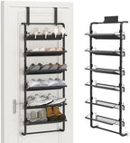 BUKFEN 6-Tier Adjustable Metal Shoe Rack, Over Door & Wall Mount Organizer by bukfen