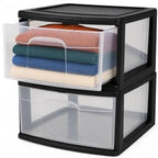 HOMZ Drawer Storage Cart, Wide Plastic Container, Black Frame, 2-Pack by Homz