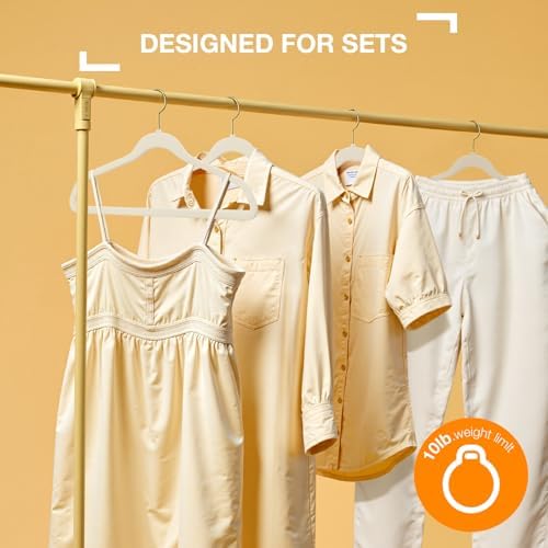 Korpai 50 Pack Beige Velvet Hangers,Felt Hangers with Gold 360°Swivel Hook,Coat Hanger Non Slip,Heavy-Duty,Space Saving,Slim Clothes Hangers for Pants,Outfit,Skirts,Suits,Coats,Dresses ect. - Image 6