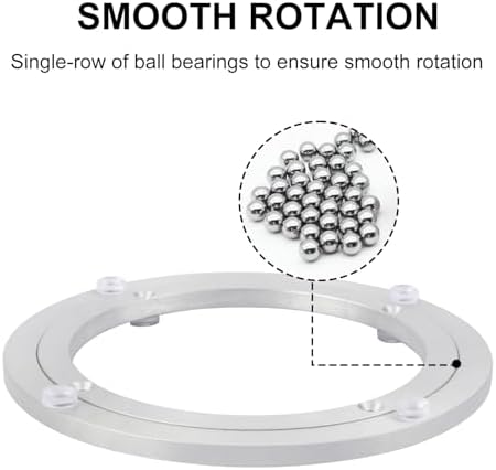 3 Pack 8 Inch Aluminium Alloy Turntable Bearing, Heavy Duty Swivel Turntable Lazy Susan for Round Dining Table, 8" Smooth Swivel Turntables for Lazy Susan Dining Table?Silver - Image 5