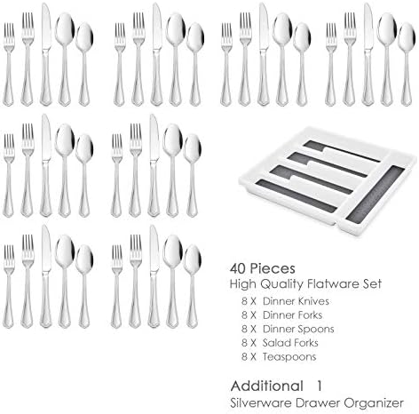 HaWare 40-Piece Silverware Set with Drawer Organizer Tray - Image 2