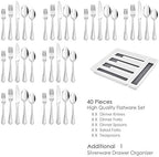 HaWare 40-Piece Silverware Set with Drawer Organizer Tray - Image 2
