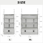Surblue Hanging Closet Storage Bag Collapsible 3-Shelf Washable Oxford Fabric with 2 Hooks (XL 17.71 * 11.81 * 20in, Light Gray) - Image 2