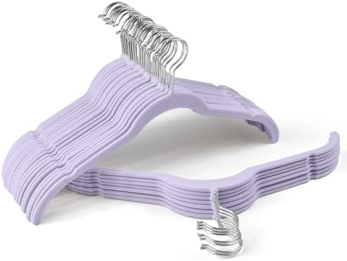 Sishynio Velvet Hangers 30 Pack, Non-Slip Slim Felt Clothes Hangers Purple by Sishynio