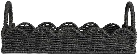 Household Essentials Handwoven Tray with Scalloped Edge and Handles, Natural - Image 5