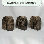 Natural Marble Bookends for Shelves,Unique Brown Arched Book Ends, Office bookends for Heavy Books, Set of 2,Heavy Duty (Brown) - Image 5