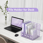 4-Compartment Magazine File Holder and File Organizer for Desk, Purple - Image 7