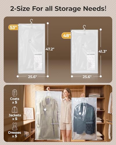 BAGSMART Hanging Vacuum Storage Bags For Clothes, Hand Pump Included - Image 4
