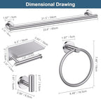Brushed Nickel Bathroom Hardware Set, 5 Pieces Towel Bar Bathroom Accessories, Upgraded Toilet Paper Holder with Shelf Set, 23.6 Inch Towel Rack Towel Holder for Bathroom Wall - Image 6