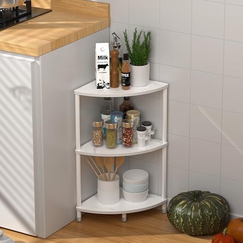 3 Tier Corner Shelf Stand for Bathroom, 23.2", Marble White by Greatseas