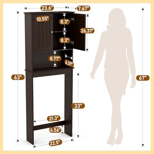 Over Toilet Storage Cabinet with Barn Door & Adjustable Shelves - Image 2