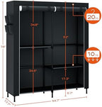 CASAMAYA Clothes Rack, Portable Closet, 54.7 Inch Large Capacity Wardrobe Closet with Cover, Clothes Storage Organizer with Shelves and 3 Hanging Rods, Easy to Assembly, Black PCT122B01 - Image 5