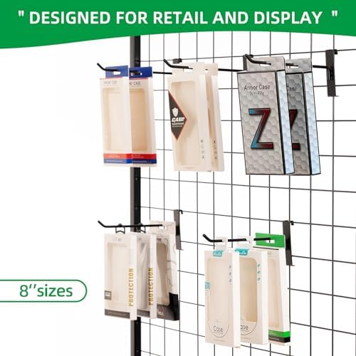 8 Inch Gridwall Hooks, Grid Panel Hanging Hooks for Retail, Home, and Workspace Organization, Displays, and Storage Solutions(40Pack,Black) - Image 4