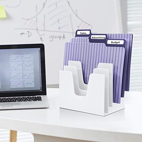 Acrimet 5 Section Incline File Sorter Organizer, Desktop Mail Holder, White - Image 2