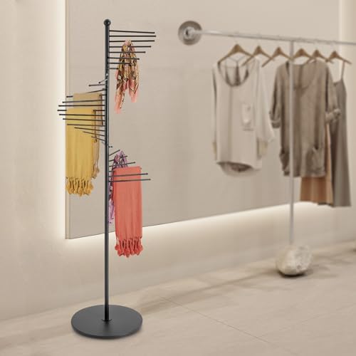 Spiral Freestanding Scarf Display Rack, Iron Black Retail Tie Rack Belt Display, Scarf Holder Scarf Hanger for Clothing Store Bedroom Business - Image 2