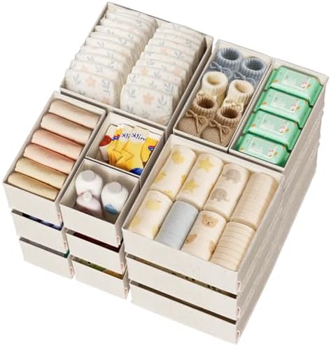 ZenStortage Cotton Linen Baby Drawer Organizers for Nursery, 20Pack Beige by ZenStorage