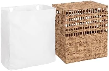 Seville Classics Premium Natural Handwoven Portable Laundry Bin Basket with Carrying Handles, Household Storage for Clothes, Linens, Sheets, Rattan, 3-Piece Hamper Set - Image 6
