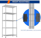 REGILLER 5-Wire Shelving Metal Storage Rack Adjustable Shelves,Standing Storage Shelf Units for Laundry Bathroom Kitchen Pantry Closet(Silver,11.8" D x 21.2" W x 53.5" H) - Image 7