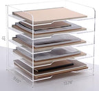 SANRUI Acrylic Paper Organizer Letter Tray for Desk, 5 Tier Enlarged File Sorter,Clear File Holder Desktop Shelf Document Storage for School Office Home - Image 2