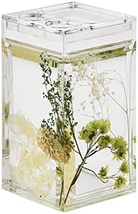Locco Decor 5 Piece Acrylic Liquid 4D Floating Motion Bathroom Vanity Accessory Set Garden Botanic Green Plants Toothbrush Holder, Tumbler, Soap Dispenser, Soap Dish, Toiletbrush Holder Set - Image 7