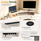 LAPTAIN Dual Monitor Stand Riser with Drawer, Adjustable Desk Organizer - Image 3