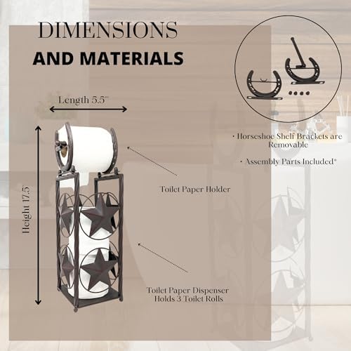 BestGiftEver Rustic Metal Western Toilet Paper Holder Storage Stand - Image 3