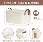 CHICVITA 45L Extra Large Fabric Storage Bins for Shelves, 2Pack, Beige - Image 6