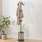 Coat Rack Freestanding, Hat Rack Hall Tree Coat Hanger Umbrella Stand for Entryway, Black Coat Rack with Umbrella Holder, Tree Stand Corner Hall Tree Rack for Hat, Umbrella, Purse, Bag, Clothes by HamsterHouse