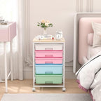 SYKIARIOL Utility Cart with 5 Drawers with Wooden Top, Rainbow - Image 2