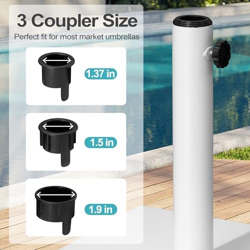 Outdoor Umbrella Base, 43lbs Heavy Duty White Umbrella Stand - Image 4
