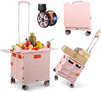 FELICON SELORSS Folding Utility Cart Portable Rolling Crate Handcart-Pink by FELICON