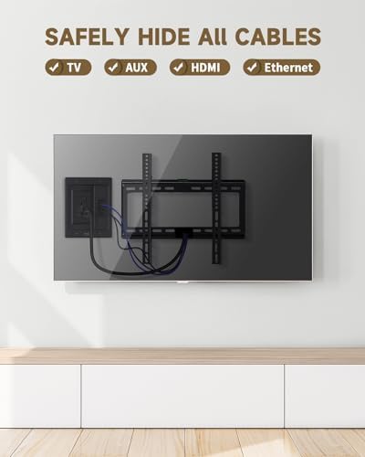in Wall Cable Management Kit for TV, Recessed Outlet for Low Voltage Cables, TV Cable Hider Wall Kit, Cord Hider for Wall Mount TV, Wall Cable Management Box for Home & Office, Black - Image 2