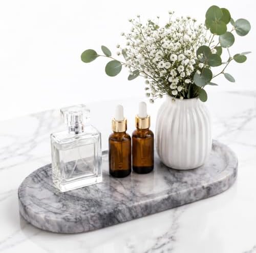 Calcatta Pink Marble Vanity Tray for Bathroom Counter, 10"x5" Decorative Tray for Perfume, Candles, Stone Jewelry Dish Tray by Casacouture