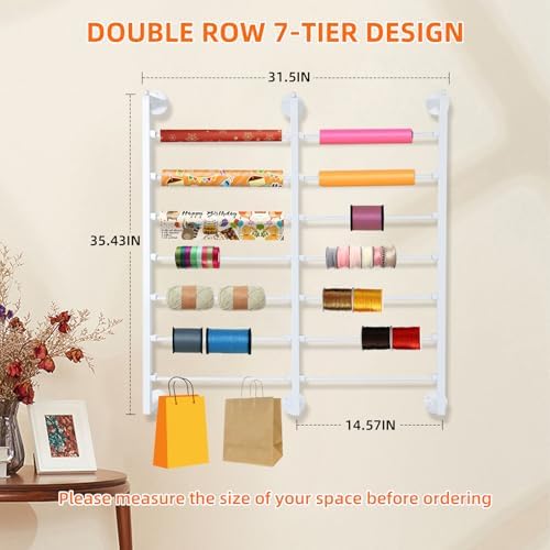 7-Tier Double Row Ribbon Storage Organizer , Wall Mounted Ribbon Organizer - Image 2