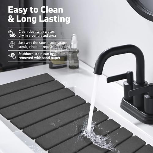 Large Stone Dish Drying Mats for Kitchen Counter, Fast Drying Collapsible Drying Mat, Eco-Friendly Absorbent Diatomaceous Earth Mats for Dishes Cups, Match Any Countertop (Dark Gray 24"×16" & 8"x4") - Image 6