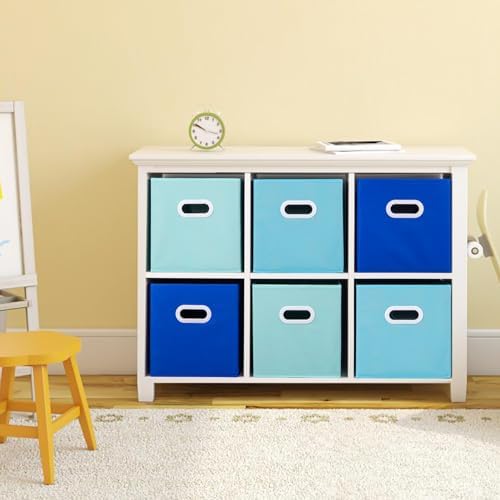 Stero Fabric Storage Cubes Bins, 13 inch Fun Colored Foldable Storage Baskets with Dual Plastic Handle for Home, Kids Room, Closet and Toys Organization, Multi Colored, Set of 6 - Image 6