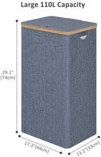 IEGrow Laundry Hamper with Lid,110L Laundry Basket with Mesh Bags,Blue - Image 2