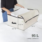 Comforter Storage Bags with Zipper - Sturdy 100% Cotton Canvas Quilt Storage Bags with Zipper - Extra Large with Handles to Conveniently Store Pillows, Blankets, Sheets, and Bedding (3 Bags) - Image 5
